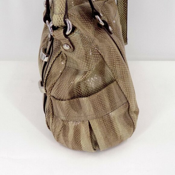 B. Makowsky Snake Embossed Leather Shoulder Handbag Brown Multi Leather - Picture 6 of 12